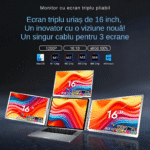 Extensie 3 ecrane pentru laptop, 3*16 inch, full HD, IPS, sRGB 100%, 1920*1200, USB Type-C/USB Type-A, compatibilitate multipla, design portabil, reglabil, geanta cadou, gri - imagine 4