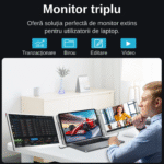 Extensie 2 ecrane pentru laptop, 2*16 inch, full HD, IPS, sRGB 100%, 2560*1600, USB Type-C/USB TypeA/HDMI, compatibilitate multipla, design portabil, reglabil, geanta cadou, gri - imagine 10