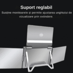 Extensie 3 ecrane pentru laptop, 3*16 inch, full HD, IPS, sRGB 100%, 1920*1200, USB Type-C/USB Type-A, compatibilitate multipla, design portabil, reglabil, geanta cadou, gri - imagine 10